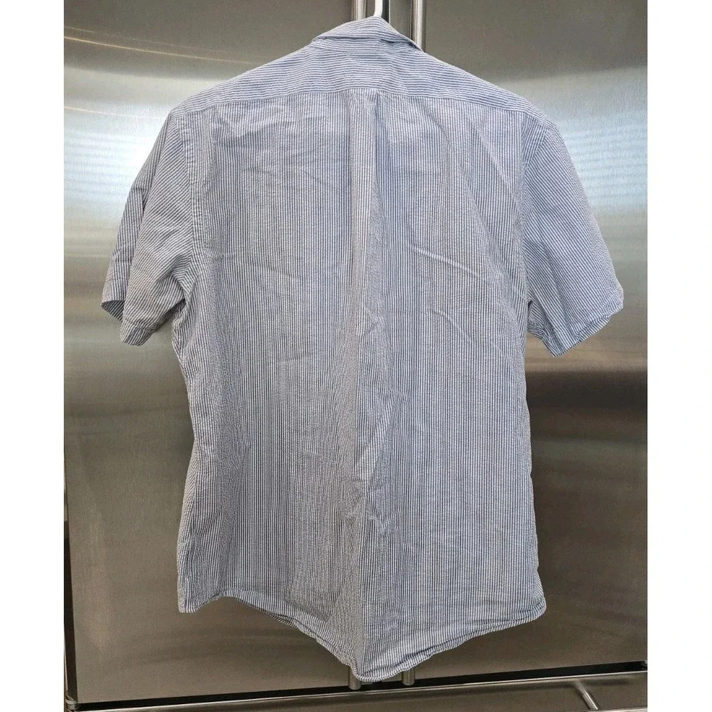 Polo Ralph Lauren Seersucker Short Sleeve Shirt Mens L Blue Striped Pique Label